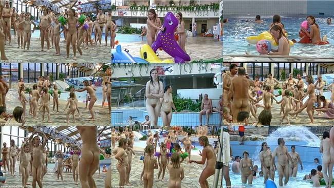 Bare nudist recreation video in the pool Bare nudist recreation video in the pool